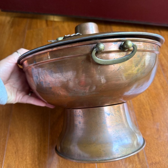 Mid Century Metal Korean Hot Pot Table Top Chafing Dish Handles Lid Butterflies. - Picture 7 of 13